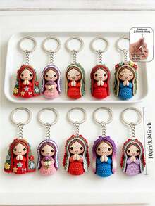 2D Acrylic Virgin Mary Keychain Set, Neutral Backpack Charm And Car Keychain, Couple Commemorative Pendant, Blessing And Grace Believer Gift - Multicolor - View 5