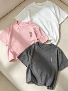 Women's Japanese Print T-Shirt, Short Sleeve Loose Fit Plus Size Casual Summer Top - White and Pink and Dark Gray - View 2