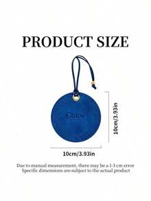 Chloé Round Deep Blue Faux Leather Luggage Tag With Name Card Slot, Travel Accessory, Suitable For Personal Use Or As A Gift - Chloe Luggage Tag - Navy Blue - View 8