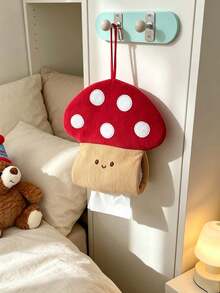 1pc/10pcs Fun Fabric Hanging Tissue Box, Mushroom Shape, Embroidered Face Pattern And Hanging Rope, Tissue Dispenser, Wall-Mounted Tissue Storage Bag, Bedroom Dorm Home Indoor Daily Decoration, Room Decor, Bedroom Decor - Multicolor - View 8