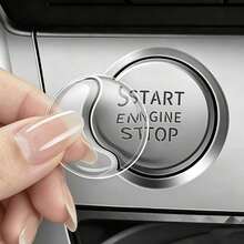 Transparent Silicone Start/Stop Button Cover - Scratch-Resistant Round Sticker, Fits Most Cars, Easy-To-Install Dashboard Accessory - A - View 3