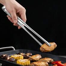 1/3Pcs Stainless Steel Food Tongs, Multi‑Size Serrated Long Handle Kitchen Tongs, Reusable Metal Serving Clip For BBQ Grilling Salad Buffet Party Cooking Utensils - Silver - View 1