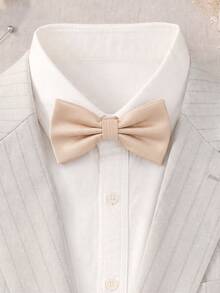 1pc Men's Fashion Solid Color Encrypted Bowknot - Beige - View 3