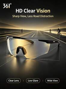 361degree 1pc Unisex 26g Lightweight Smart Transition Lens Professional Protection Hd Clear Vision Wind And Sand Resistant Sporty Sports Cycling Glasses For Cycling Outdoor Sports Running - Multicolor - View 11