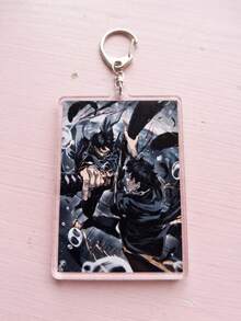 1Pc/6Pcs Kagurabachi Theme Acrylic Keychains, Featuring Sword Draw Cross Light Effect, Blue Fragment Silhouette, Newspaper Cover, Red Background Logo, Intense Battle And Triple Demon Sword Close-Up Designs, Fashionable Bag Charm, Suitable For Back To School, Gift For Anime Fans, Exquisite Collection, All Seasons - Multicolor - View 8
