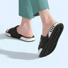 Men's Thick Sole Soft Cushion Slippers, Summer Outdoor Sports & Indoor House Slides - Black - View 5
