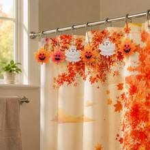 12pcs Hand-Painted Maple Leaf Resin Shower Curtain Hooks, Halloween Bathroom Shower Room Decorative Accessories - Maple Leaf Shower Curtain Hooks - View 8