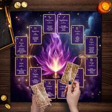 1PC Purple Galaxy Zodiac 12 Constellation Tarot Cloth, Square Astrology Altar Table Mat, Bohemian Wall Hanging Tapestry, Multipurpose Spiritual Divination Room Decor & Wall Hanging Tapestry, Witchy Spiritual Oracle Card Reading Mat Home Decor - Multicolor - View 5