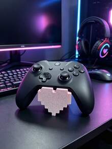Pixel Heart Ornament With Rhinestone Detail, Pink/Red/White Glitter 8-Bit Love Decor, Cool Gaming Desk Accessory, Gift For Gamers, Cute Room Decor. - View 14