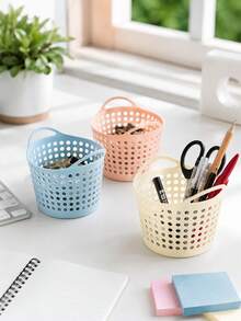 4pcs Mini Desktop Storage Baskets/Plastic Organizer Boxes/Handmade Supplies Storage Buckets, Home Use, Suitable For Desktop, Desk And Office Organization - View 2