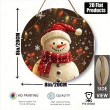 2D Flat Round Wooden Snowman Hanging Decor - Realistic Snowman Decoration Suitable For Christmas, Winter Table Centerpiece, Durable Hanging Ornament For Kitchen And Dining Room, Snowman Plaque, Seasonal Table Decor For Multiple Holidays - A - View 3