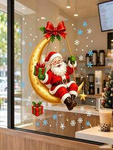 Santa Claus Gift Window Stickers, Winter Christmas Static Cling Window Decals, Cute Animals & Snowman Static Clings, Holiday Decor For Living Room, Store And Christmas Home Decoration - Multicolor - View 8