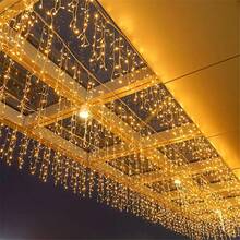 45/80/96/150led Battery Box Curtain LED Icicle String Lights Christmas Garland Droop Light Wedding Garden Street Outdoor Decorative Lighting Halloween - Battery-powered Fairy Lights - View 5