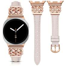Celtic Knot Leather Band For Samsung Galaxy Watch 9/8 40mm 44mm & Watch 8 Classic 46mm - Starlight Leather + Rose Gold - View 7
