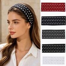 1pc Full‑Paved Crystal Wide Headband Stretchy Fabric Bling Hair Band Gothic Hip‑Hop Fashion Hair Ornament For Ladies - Multicolor - View 1