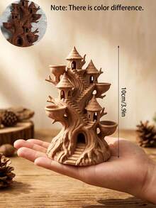 1pc Fairy Tree House Resin Garden Decor, Multi-Slot Succulent Planter, Mini Elf Tree Castle Statue, DIY Terrarium Bonsai Accessory, Suitable For Yard, Patio, Lawn, Home Desktop Fairy Garden Decoration, Housewarming Gift - C - View 9