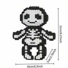 760pcs Ghost Halloween Building Block Toy Set | Black And White, PP Material | Creative Interesting 3D Handmade Micro Particle Assembly Crafts Games, Prank Stress Relief Toy Puzzle |Study, Room Party Decor |Satisfy Birthday Christmas Gifts. - Multicolor - View 3