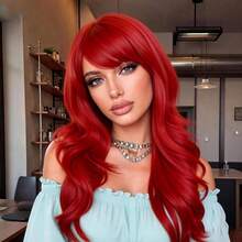 28 Inch Women's Fashion Red Long Wavy Wig, Easter Cosplay Costume, High-Quality Synthetic Heat-Resistant Fiber, Voluminous And Stylish, Suitable For All Women - Red - View 7