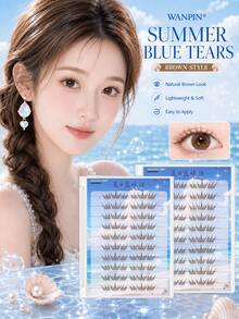 WANPIN WAN PIN Blue Tear Stain 60 Clusters False Eyelashes, 9-11.5mm Natural Thin Style, V-Shaped Cross Lash Design, Fine Invisible Lash Stem, Soft Curly Cartoon Doll Eye Makeup, 2 Colors Available - C - View 2
