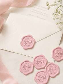 20/30/50/100pcs Bow Wax Seal Stickers, Wedding Invitation Envelope Seal Stickers, Self-Adhesive Envelope Seal Stickers, Suitable For Wedding, Invitation, Envelope, Gift Packaging, Christmas - Bow--blush Pink - View 2