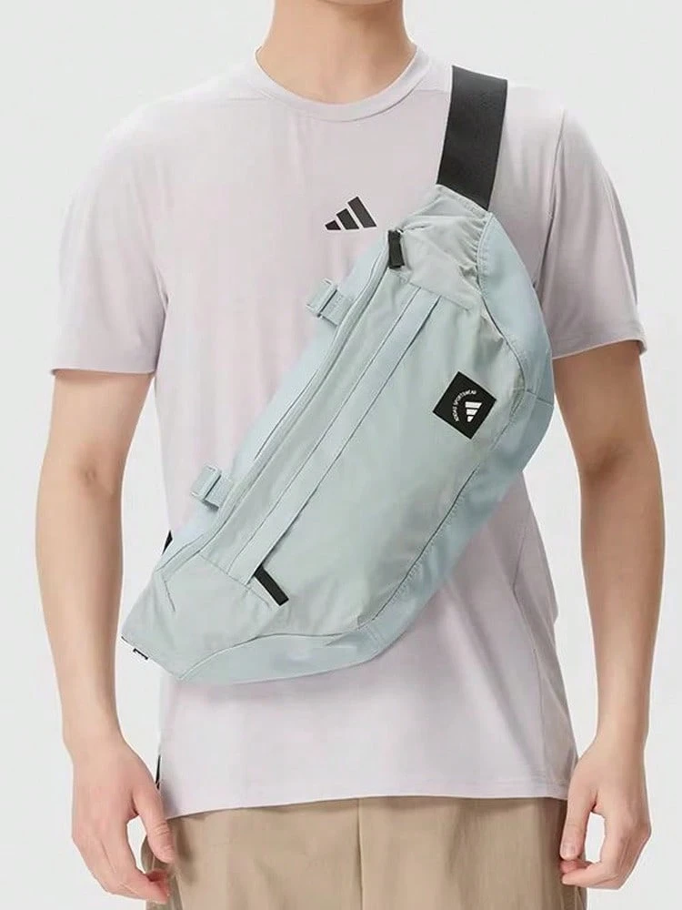 Adidas Minimalist Large Capacity Crossbody Bag Waist Bag Solid Color Versatile Portable Basic Style Unisex Couple Style Wonder Light Grey Green - Wonder Light Grey-green - View 1