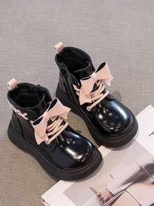 Sepatu Bot Anak Perempuan Model Putri dengan Pita, Sepatu Bot Anti Selip Terbaru - Hitam - View 3