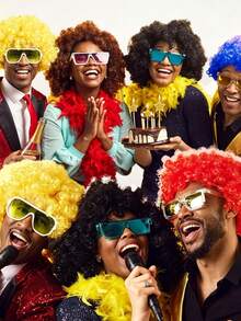Colorful Fluffy Explosion Head Synthetic Wigs For Party, Holiday, Costume, Masquerade Ball, Direct Factory (Glasses Not Included), Halloween - Multicolor - View 4
