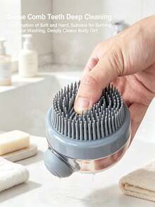 1pc Multicolor Silicone Shampoo Scalp Massage Brush, Press-Type Dispensing Shampoo Brush, Suitable For Shower, Bathroom, Home SPA, Holiday Gift - Multicolor - View 10
