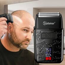 Hatteker 1pc Men's Electric Shaver, Multi-Speed Reciprocating Home Razor, Dual Blade Barber Oil Hair Clipper, Bald Head Shaver - Multicolor - View 11