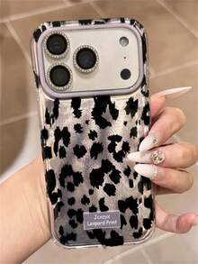 Y2K Luxury Cute Leopard Print Bling Glitter Irregular Ripple IMD Phone Case Compatible With IPhone 18 Pro Max 18 Pro 17 Pro Max 17 Pro 17 16 Pro Max 16 Pro 16 15 Pro Max 15 Pro 14 Pro Max 14 Pro 13 12 Pro Max 11 Autumn Stylish Shiny Shockproof Back Cases Girl Gift - Black and Grey Leopard Print - View 3
