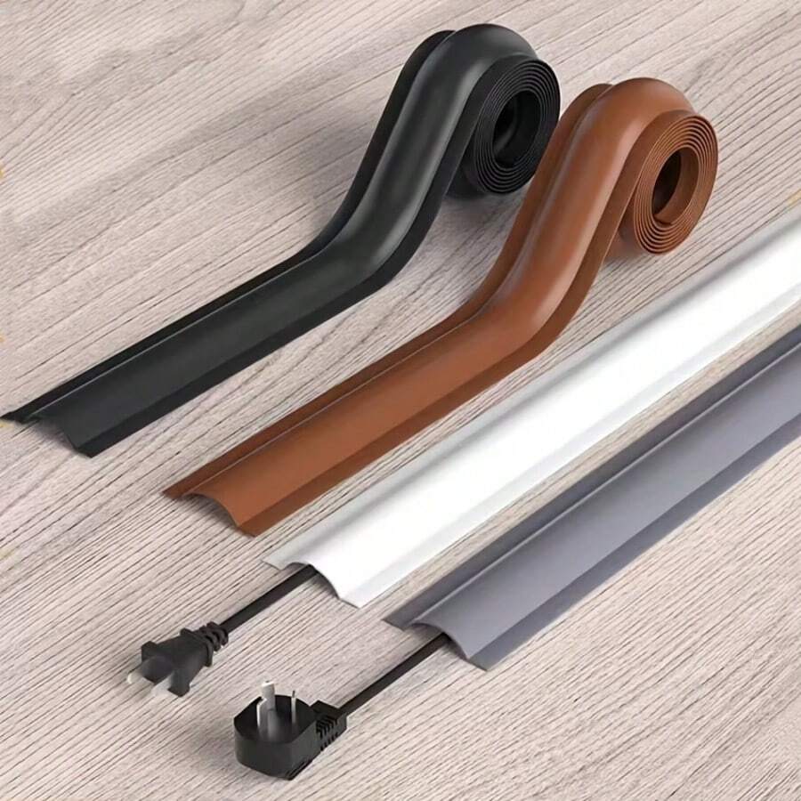 1 buah Penutup Kabel Lantai PVC 39,37/118,11 Inci, Untuk Kabel Lantai, Penutup Kabel Lantai, Pelindung Kabel PVC, Penutup Kabel Lantai Lunak, Penyembunyi Kabel, Pelindung Kabel Manajemen Lantai, Penutup Pelindung Kabel Pemasangan Permukaan