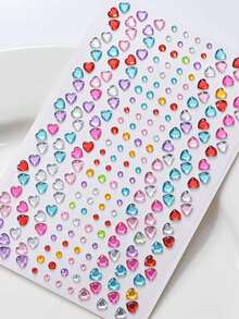 1 buah Stiker Rhinestone Glitter Pelangi 3D Gaya Y2K Bentuk Hati Akrilik Perekat Sendiri, Untuk Dekorasi Riasan dan Pakaian, Rhinestone Wajah Aneka Warna, Cocok untuk Festival Musik, Halloween dan Natal - MultiWarna - View 7