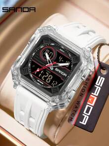 SANDA Fashion Double Display Electronic Watches For Man Luminous Calendar Waterproof Clock Outdoor Sports Casual Ladies Digital Wrist Watch - Transparent White - View 9
