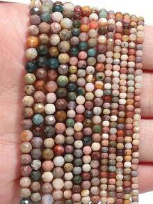 1 Strand 2/3/4mm Natural Alashan Agate Faceted Stone Beads Tiny Small Spacer Beads For Jewelry Making DIY Bracelet Accessories - Multicolor - View 3