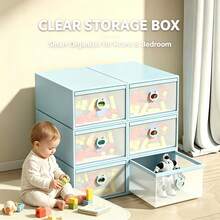 1pc Stackable Plastic Shoe Storage Boxes, Dust‑Proof Shoe Organizer Cabinet, Easy‑To‑Install Stylish Shoe Container For Closet, Entryway, Under Sofa, Under Bed, Bathroom Counter - Multicolor - View 3