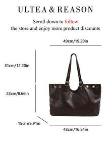 1pc Solid Color PU Leather New Women's Backpack, Shoulder Bag, Tote Bag, Fashion Square Handbag, Magnetic Closure, Adjustable Shoulder Strap, Suitable For Commuting, Shopping, Dating - Coffee - View 9