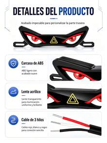 1 Set Demon Eye Dynamic LED Decorative Light, 12V Universal Motorcycle Electric Scooter License Plate Shaped Decorative Light, Vehicle Rear Auxiliary Atmosphere Light Accessory, Battery Not Included - A - View 6