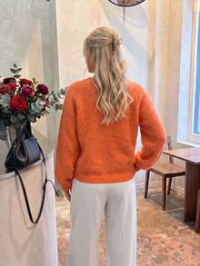 Fall/Winter Vintage Women's Twisted Knot Backless Sweater , Suitable For Daily ,Halloween Casual Dating, Christmas ,Night Reversible Front And Back - Orange - View 9