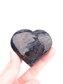Natural Crystal Heart Polished Ornament, Fireworks Stone Green Serpentinite Heart-Shaped Raw Stone Handheld Piece, Desktop Mineral Decor Ornament - Large Heart - View 5