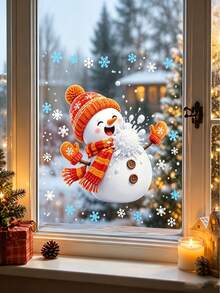 Santa Claus Gift Window Stickers, Winter Christmas Static Cling Window Decals, Cute Animals & Snowman Static Clings, Holiday Decor For Living Room, Store And Christmas Home Decoration - Multicolor - View 6
