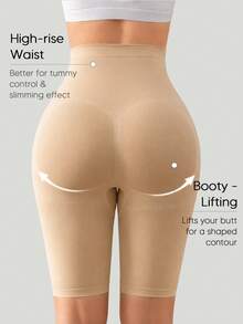 Women's High Waist Tummy Control Butt Lifting Shaping Fitness Leggings - Apricot - View 6