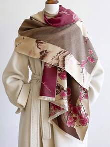 1pc Winter Holly Short Tassel Scarf Shawl Blanket Neck Warmer, Soft Lightweight Fashion, Suitable For Daily Casual, Party, Travel, Office, Wedding Gift - Multicolor - View 11