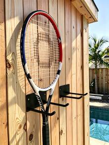 4Pcs Tennis Racket Wall Mount Holder, Heavy Duty Metal Racket Display Storage Rack, Indoor Outdoor Wall Hook For Tennis Rackets, Garage Gym Court Sports Equipment Organizer - Multicolor - View 8