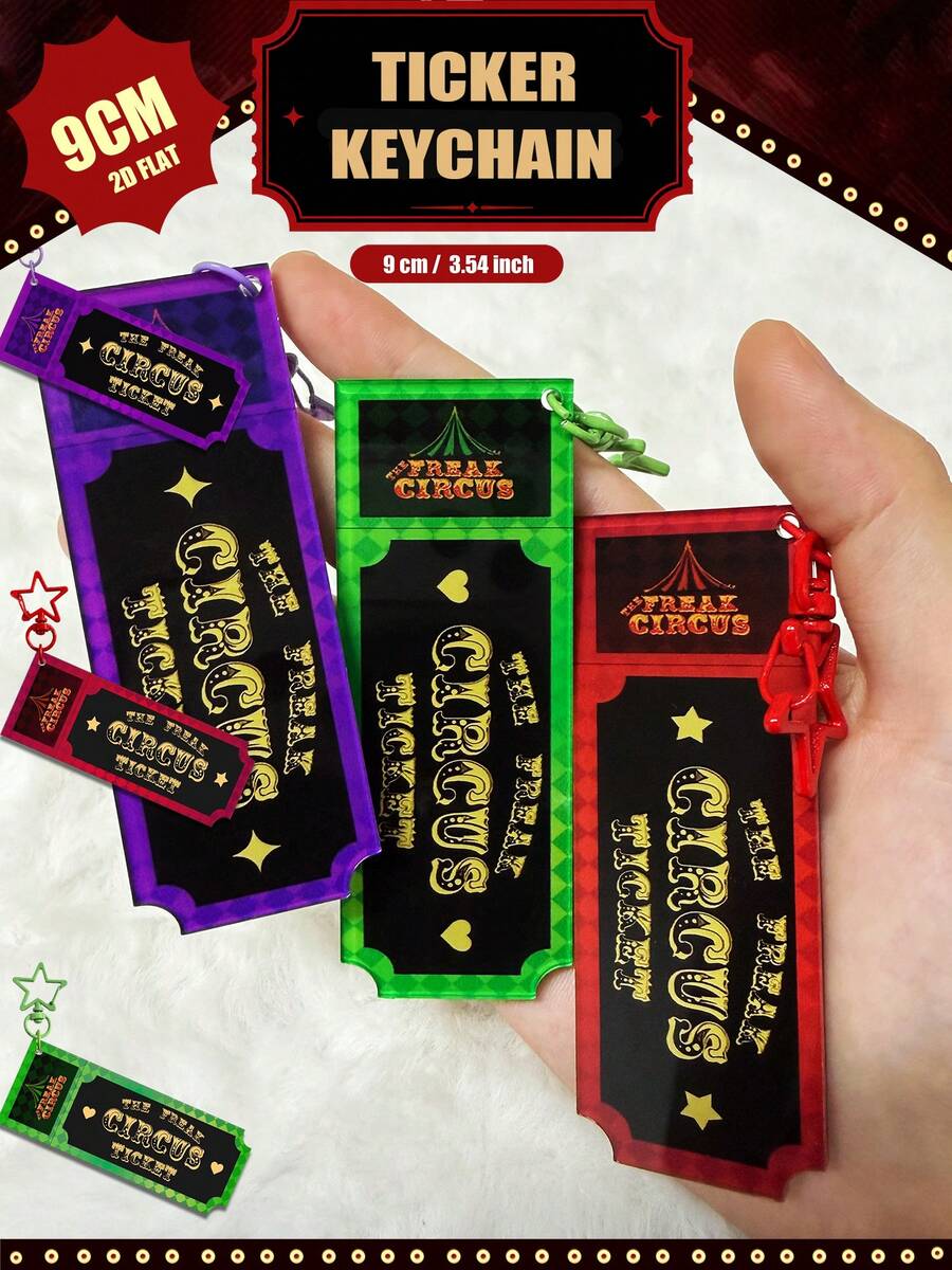 Grotesque Circus Keychain – Clown, Harlequin, Jester, Doctor, Ticket Taker (9cm Acrylic) – Anime Fan Gift – Bag & Car Key Accessory - Ticket - View 1