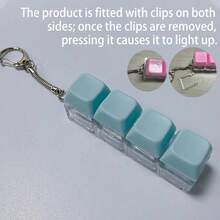 1/2pcs Luminous Keyboard Fingertip Toy, 4-Key LED Keyboard Clicker Keychain With RGB Light, Portable Mechanical-Feel Sensory Desktop Toy For Adults And Teens - Multicolor - View 12