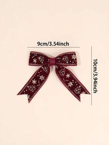 2PCS Christmas Snowflake Tulle Streamer Bows For Girls Festive Grosgrain Ribbon Decor Alligator Clips Holiday Party Hair Clips Kids Hair Accessories - Red - View 8