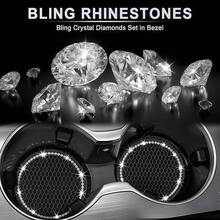 1pc/2pcs Car Cup Holder Coasters, Shiny Cup Holder Inserts, Universal Anti-Slip Silicone Cup Holder Decor, Car Interior Mat, 7cm/2.75in Soft Crystal Rhinestone Rubber Pad Set, Round Car Beverage Cup Coaster, Car Interior Accessories - Multicolor - View 3