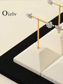 Oirlv Rak Pajangan Perhiasan Mewah, Tempat Penyimpanan Anting dan Cincin, Organizer Perhiasan Meja untuk Pajangan Ritel Butik - Krem - View 4
