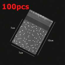100pcs White Polka Dot Frosted Self-Adhesive Bags, Suitable For Gift Packaging, Jewelry Packaging Display And Retail Accessories - Self-adhesive Bag - View 10