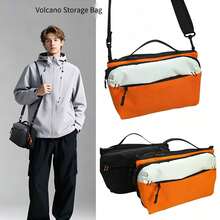 1pc 4-Fold Volcano Waterproof Storage Bag For Digital Cables And Accessories, Highly Attractive Unisex Shoulder Crossbody Bag For Daily Commute, Travel And Shopping - Multicolor - View 4